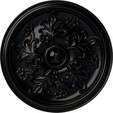 Ekena Millwork Katheryn Ceiling Medallion (Fits Canopies up to 2 1/8"), Hand-Painted Jet Black, 14 1/2"OD x 2 3/4"P CM14KTBLF